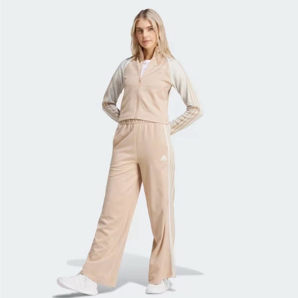 Adidas Teamsport Tracksuit Magic Beige Sweatshiet/Pants Set Women’s Size XL - Picture 3 of 11